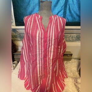 Annalee + Hope Pink and White Striped Blouse